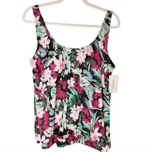 FullFitAll Floral Tie Hem Tankini Top NWT SZ 20